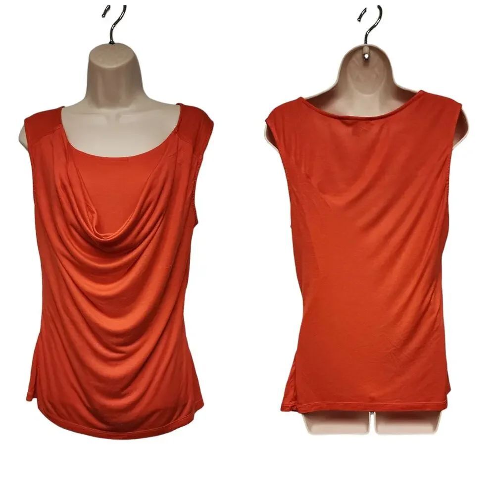 Banana Republic Orange Sleeveless Cowl Neck Tunic Top Blouse Size Large